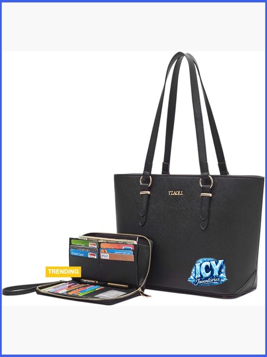 Handbags - Faux Leather Tote Satchel Shoulder Purse Handbag Wallet Set